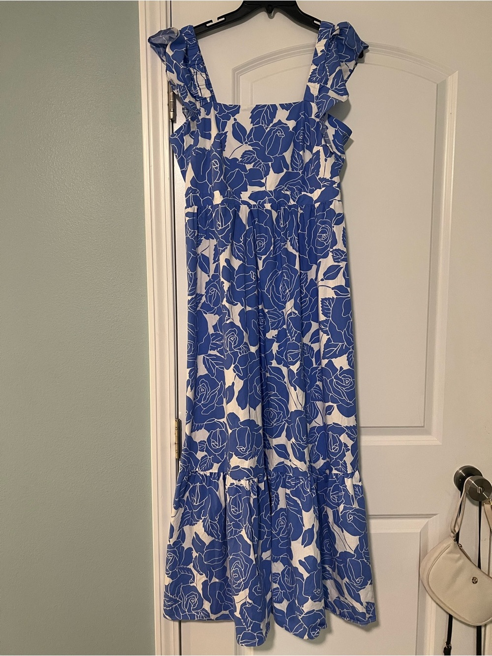 London Times Blue and White Floral Maxi Dress